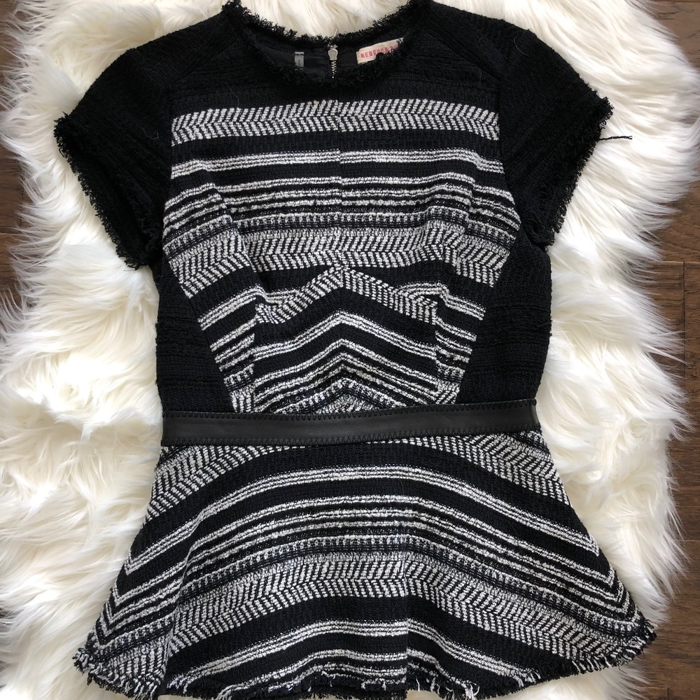 Rebecca Taylor Black Stripe Blouse Size 0
